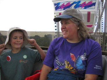 Ben and Jackie are thrilled to be on a ride at the Minnesota State Fair, summer 2006.