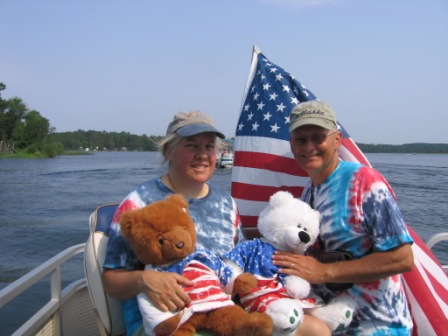 Jackie and Dave celebrate 4th of July on the Kells' pontoon boat, 2012.
