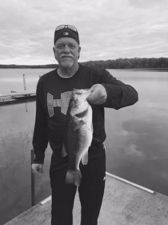 George C. caught this nice bass off one of the docks at Rainbow Bay Resort.  June 2020, C&R.