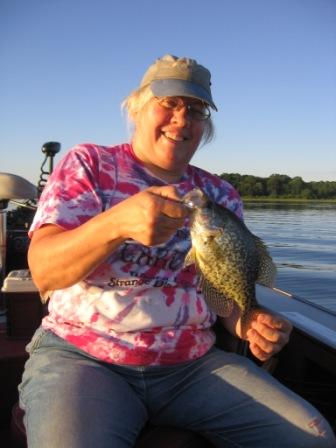 Jackie C. with a nice crappie from Benoit Lake.