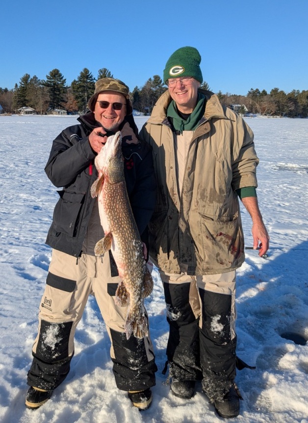 Dave C. and Scott F. teamed up for this 38.5-inch pike from a lake in Burnett County, Wisconsin.  I released the fish.