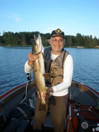 Ron C. caught and released this 33.5-inch pike on Benoit Lake in June 2018.  Rainbow Bay Resort near Spooner, Wisconsin.