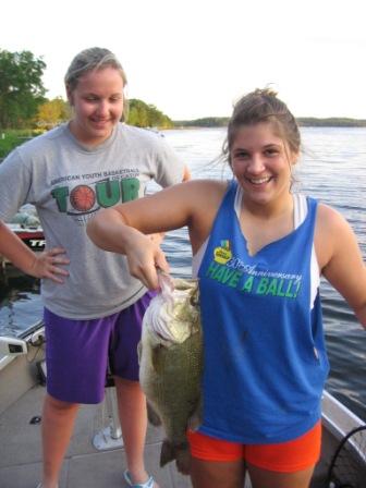 Savannah B. caught and released this chunky 20 inch largemouth while fishing on Benoit Lake on June 23.  She was using a crank bait.  Her friend, Halen V., appreciates the catch.