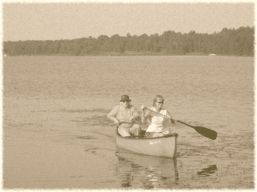 Tom and Tamara S. enjoy a morning paddle in our canoe.