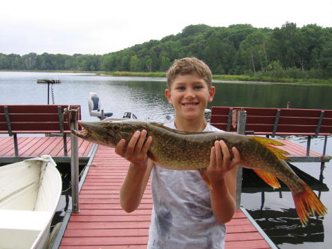 Trent J. got this 32 inch pike on a nearby lake, August, 2006.