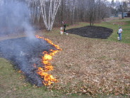 Prescribed fire on one of our prairie restoration plots, April 2007.