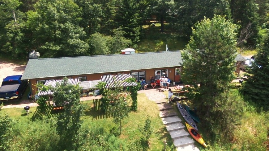 drone view of rental units, number 4 is on far left edge.  Photo by M. Spafford.