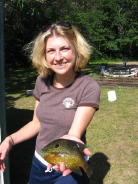 Niece Natalie J. with a nice pumpkinseed she caught.  At the time it was the resort record.