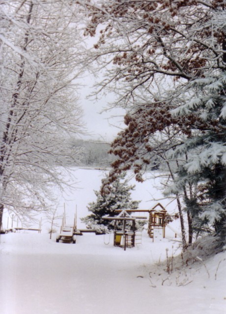 Snow on our driveway, December 2005.